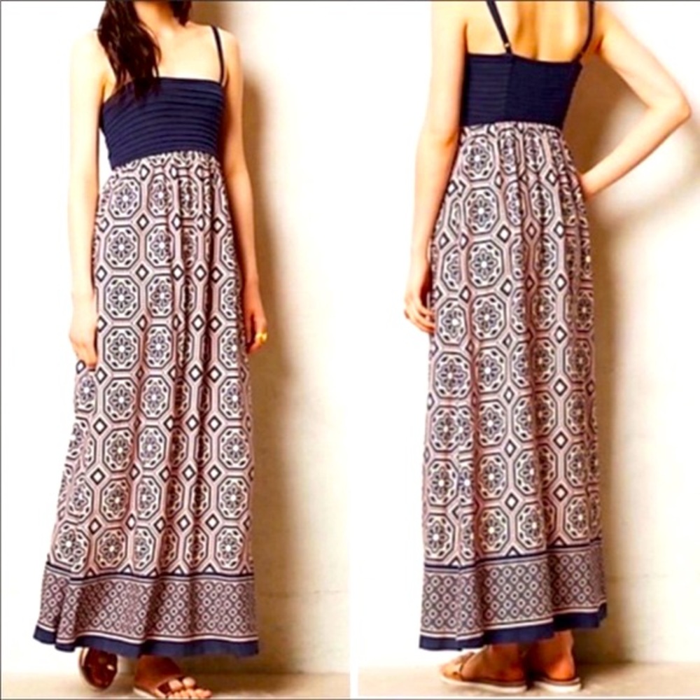 Anthropologie Lilka Scarf Print Maxi Dress
